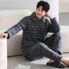 Пижама мужская зимняя трехслойная утолщенная флисовая тканая хлопковая с подкладкой осенне-зимняя коралловый флис зимняя куртка с подкладкой домашняя одежда