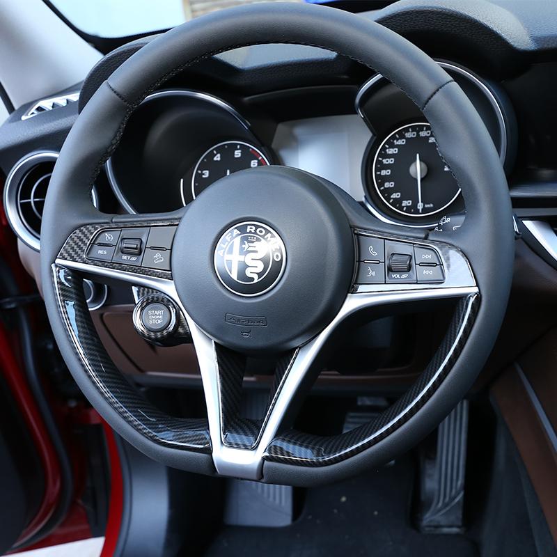 ABS Carbon Fiber Style Car Steering Wheel Cover Trim For Alfa Romeo Giulia 2017 2018 Interior Accessories
