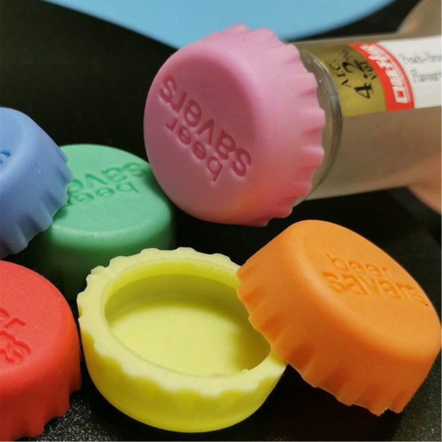 6/12pcs Beer Bottle Sealing Caps, 6 Colors Creative Leak-Proof Wine Bottle Stoppers, Reusable Wine/Liquor Bottle Accessories (Random Color)