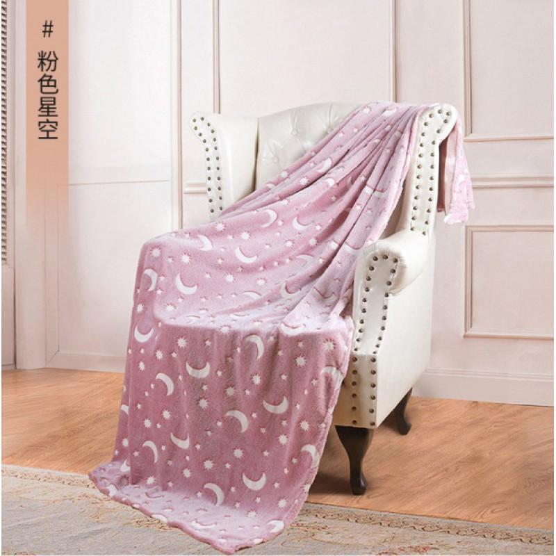 Soft Fleece Blanket Kids With Glowing Nighttime Nap Throw Sofa Bed Cartoon Printed Thick Warm