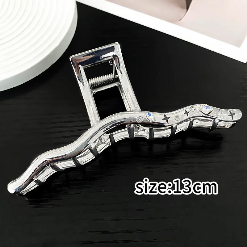 Изысканные серебряные кристаллические когти для волос, модные геометрические большие металлические заколки для волос, заколки для волос для женщин и девочек, аксессуары для волос