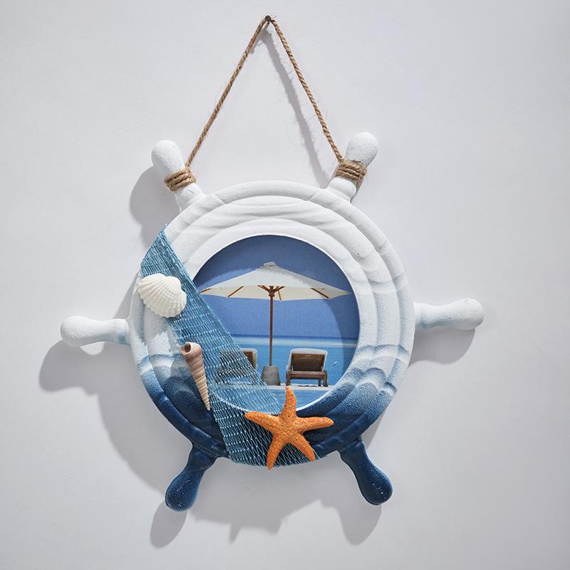 Mediterranean Style Wooden Starfish Fish Helmsman Photo Frame Desktop Decoration Bar Kindergarten Photo Wall Decoration
