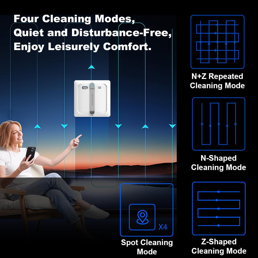 2025 НОВЫЙ робот-мойщик окон Liectroux S9, обновленный лазер, 2 роликовые щетки, 6-стороннее распыление воды насосом, 9 кПа, управление через приложение, голосовые подсказки