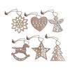 6Pcs Christmas Snowflakes Wooden Pendants Xmas Tree Ornaments Home Hanging Decor