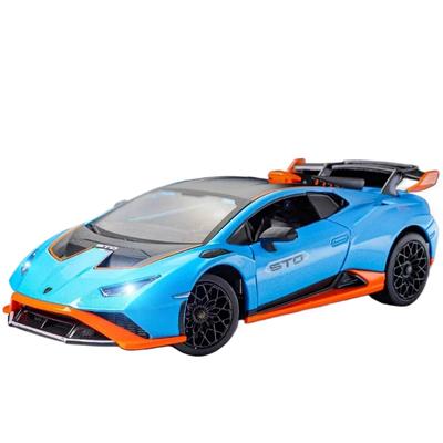 1/24 Lamborghini Huracan STO Supercar Alloy Toy Car Model Sound and Light Детские игрушки Коллекционные подарки на день рождения