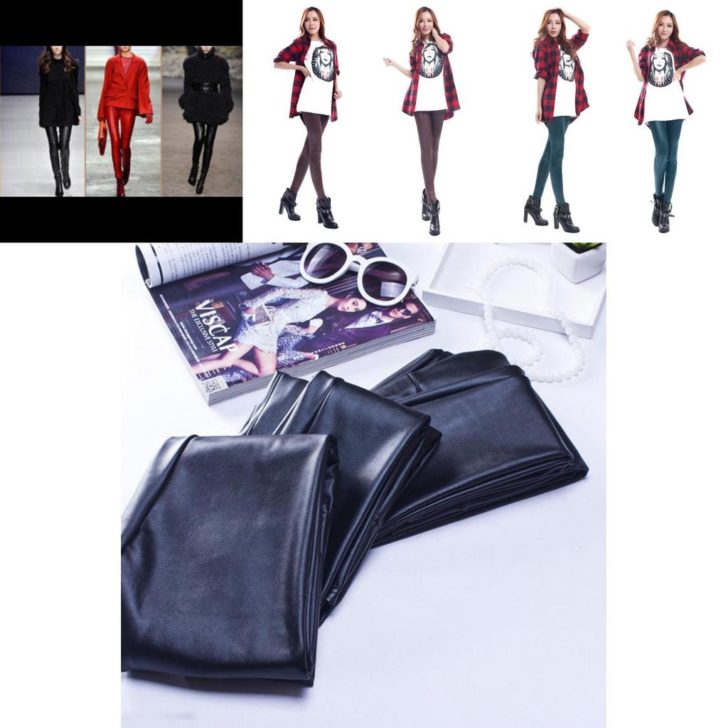 Elegant New For Women Girl Lady Faux Leather Pencil Pants Black Slim Trousers Legging For Chic Outfits