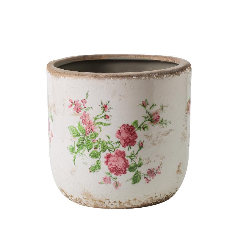 Vase Ceramic Pink French Style Household Flowerpot Simple Modern Retro Outdoor Courtyard American Hydroponic Vessel Drain Hole
