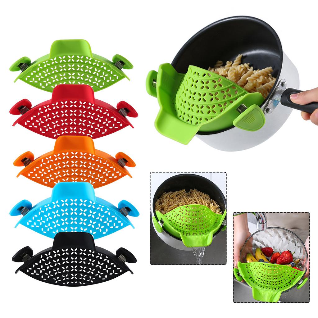 Pasta Strainer Kitchen Gadgets Strainers And Colanders Silicone Strainer Clip On Strainer For Pots Kitchen Strainer For Meat Vegetables Fruit