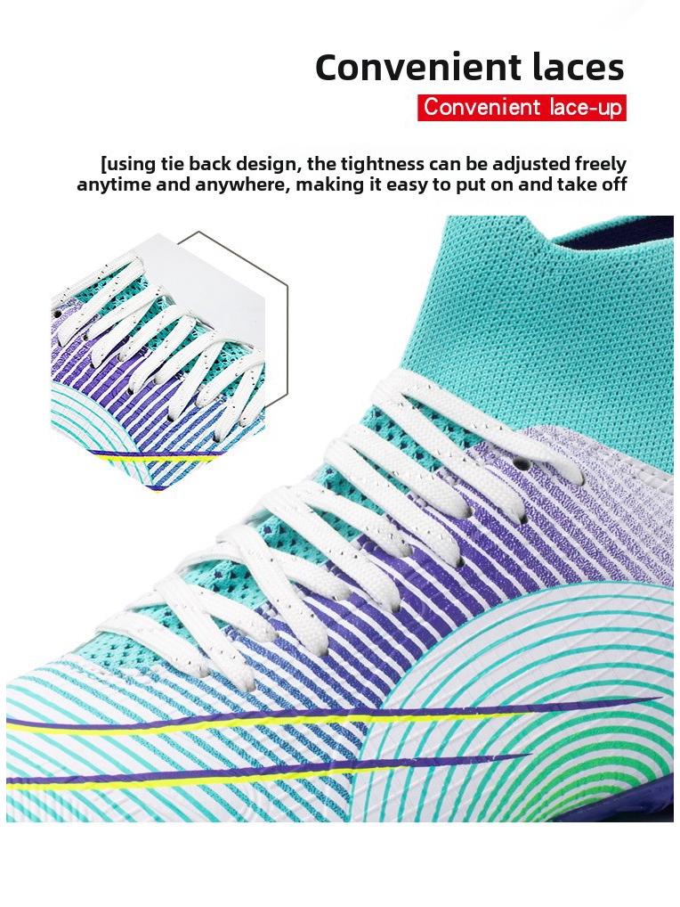 Детские и подростковые футбольные бутсы из кожи с высоким верхом, длинными и короткими шипами, с летающим носком, в наличии большие размеры