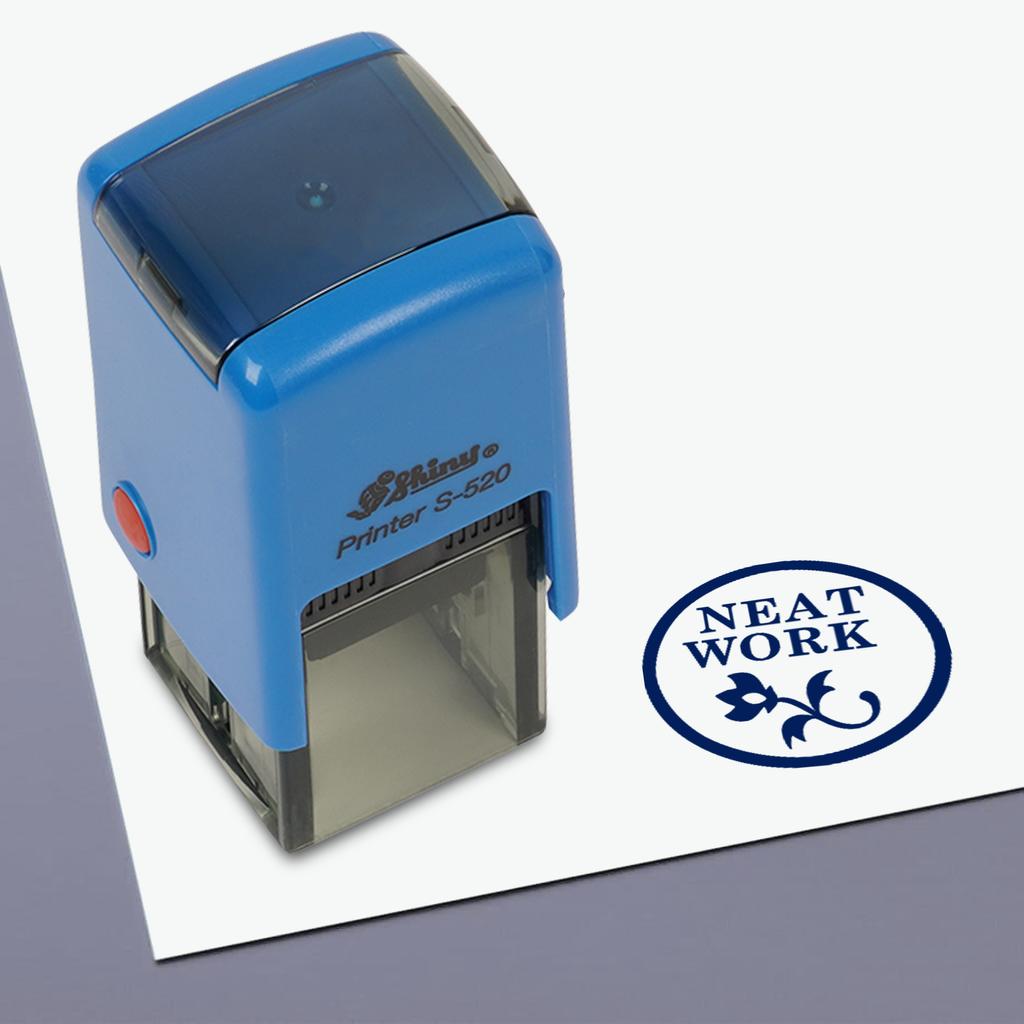 Personalized Teachers Stamps NEAT WORK Round Self Inking 20 mm Rubber Stamp Custom Shiny