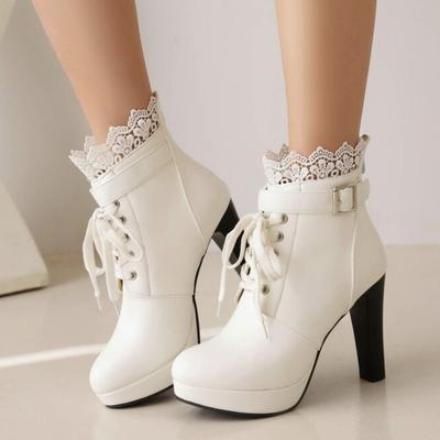 Женские мотоциклетные ботинки из натуральной кожи, зимние модные женские ботильоны со шнуровкой и пряжкой, высокие каблуки, толстая подошва, сексуальные, Zapatilla