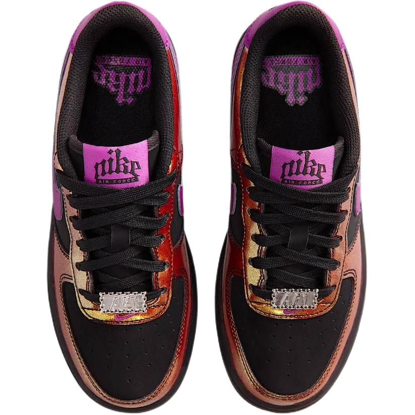 Nike Nike Air Force 1 Support Low Детские скейтбордические кроссовки Черный Золотой Подростки IQ2736-001