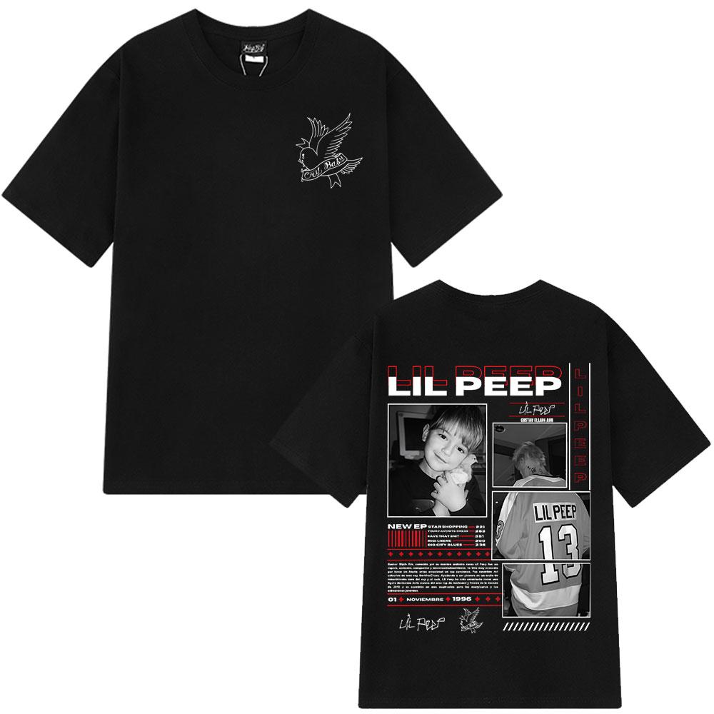 Rapper Lil Peep Crybaby Hellboy 2025 T-shirt Vintage Hip Hop T Shirt Men Women Clothing Cotton Oversized Short Sleeve T-Shirts