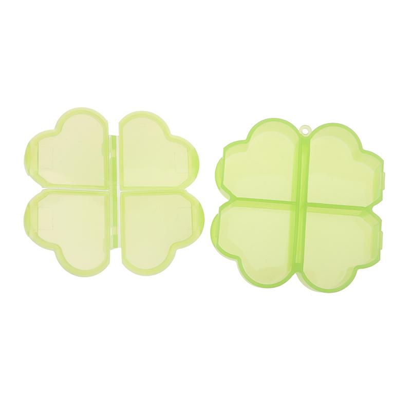 Portable Plastic Pill Storage Box With Independent Opening Design Four-Leaf Clover 4 Grids Pill Organizer Drug Separation Box