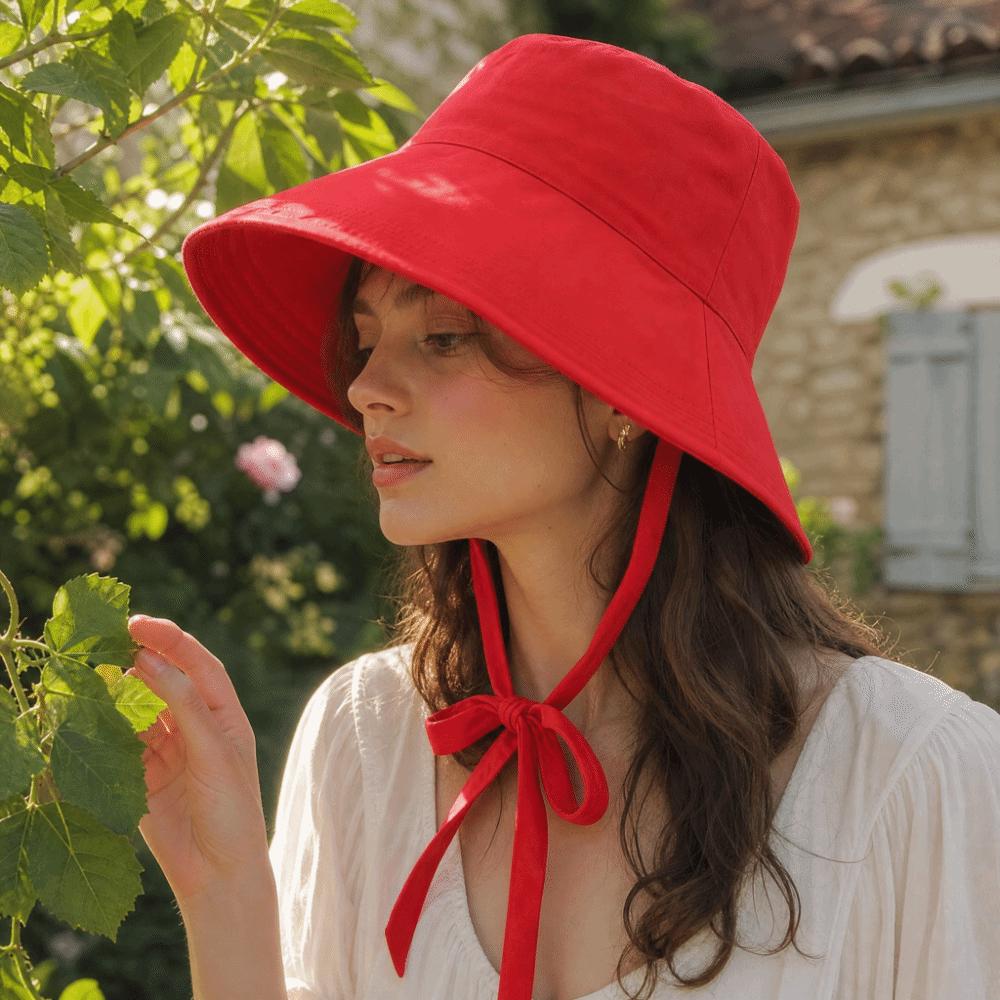Breathable Lace-up Sunshade Hat UV Protection Bucket Cap Perfect Wide Brim Fisherman Hat Leisure