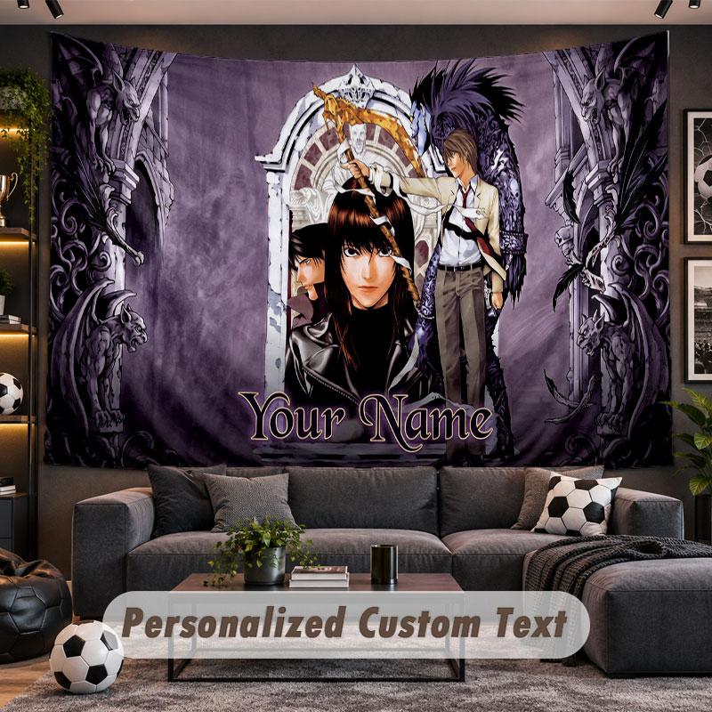 Wall Hanging Tapestry Custom NameDeath Note Pattern Personalized Printed Fabric Wall Decor