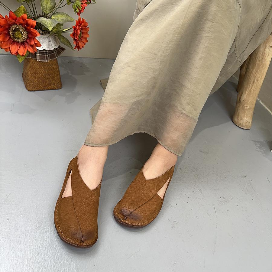 Johnature Женские туфли на плоской подошве из натуральной кожи, лоферы в стиле ретро, ​​универсальные удобные туфли без шнуровки с круглым носком