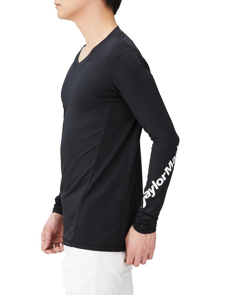 TaylorMade Basic V-Neck Base Layer Men's Golf Shirt, Black, Size M, 2024SS, TL398