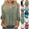 3/4 Sleeve Shirts For Women Pattern Print Graphic Tees Blouses Casual Plus Size Basic Tops Pullover