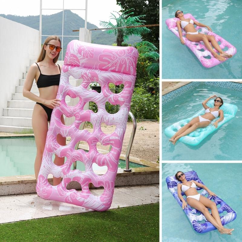 Durable Inflatable Water Floating Bed For Adults Extra Thick PVC Material Leaf Design Pool Mat