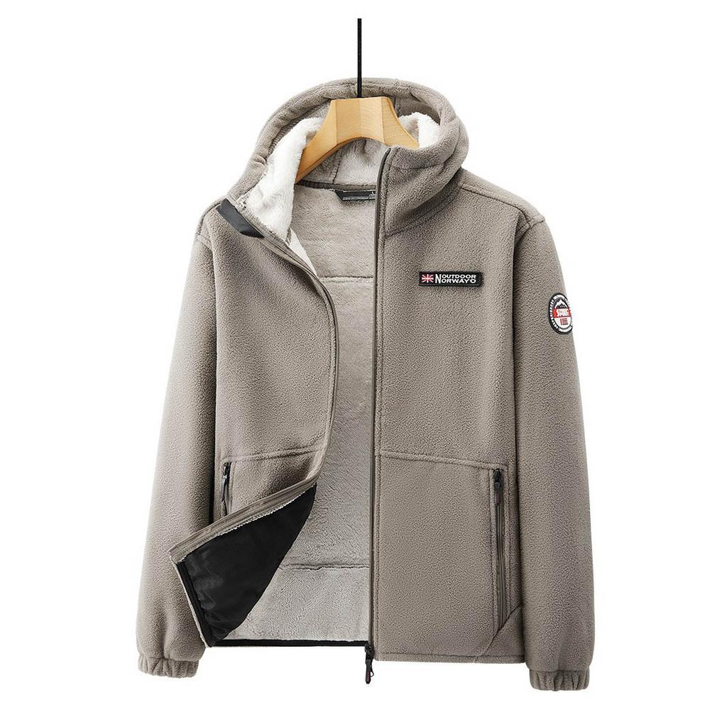 Мужская шерстяная куртка из овечьей шерсти, осенне-зимняя, однотонная, флисовая, рабочая одежда, теплая куртка с капюшоном, полярный холодный флис, одежда, лыжные куртки