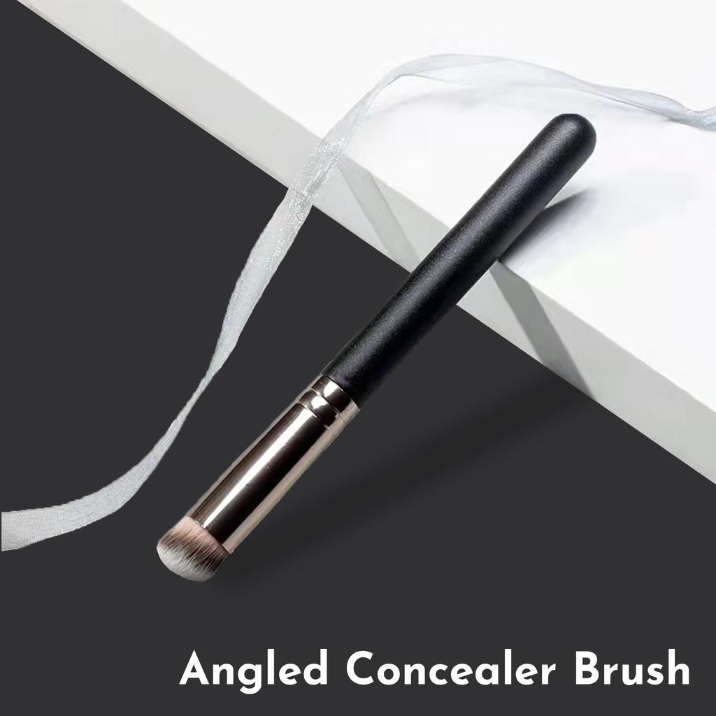 Кисть для консилера — точная скошенная кисть для нанесения тональной основы с мягкими синтетическими щетинками из веганского волокна для маскировки и смешивания с жидкой кремовой пудрой
