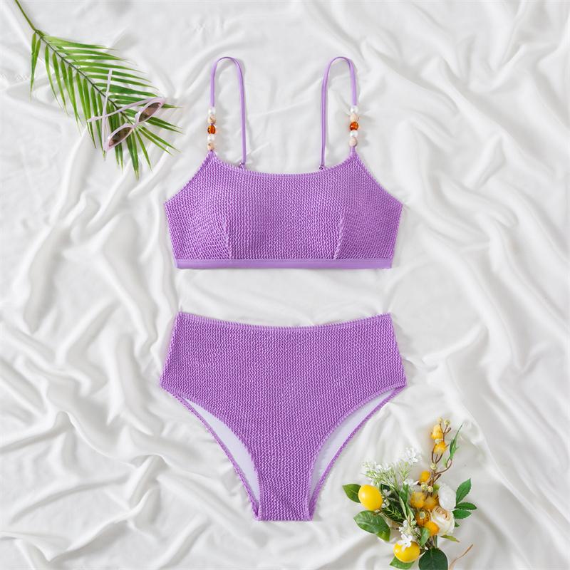Купальник бикини женский с высокой талией купальник новый сплошной слинг бикини комплект сексуальный стринги купальный костюм для женщин летний пляжный из двух частей