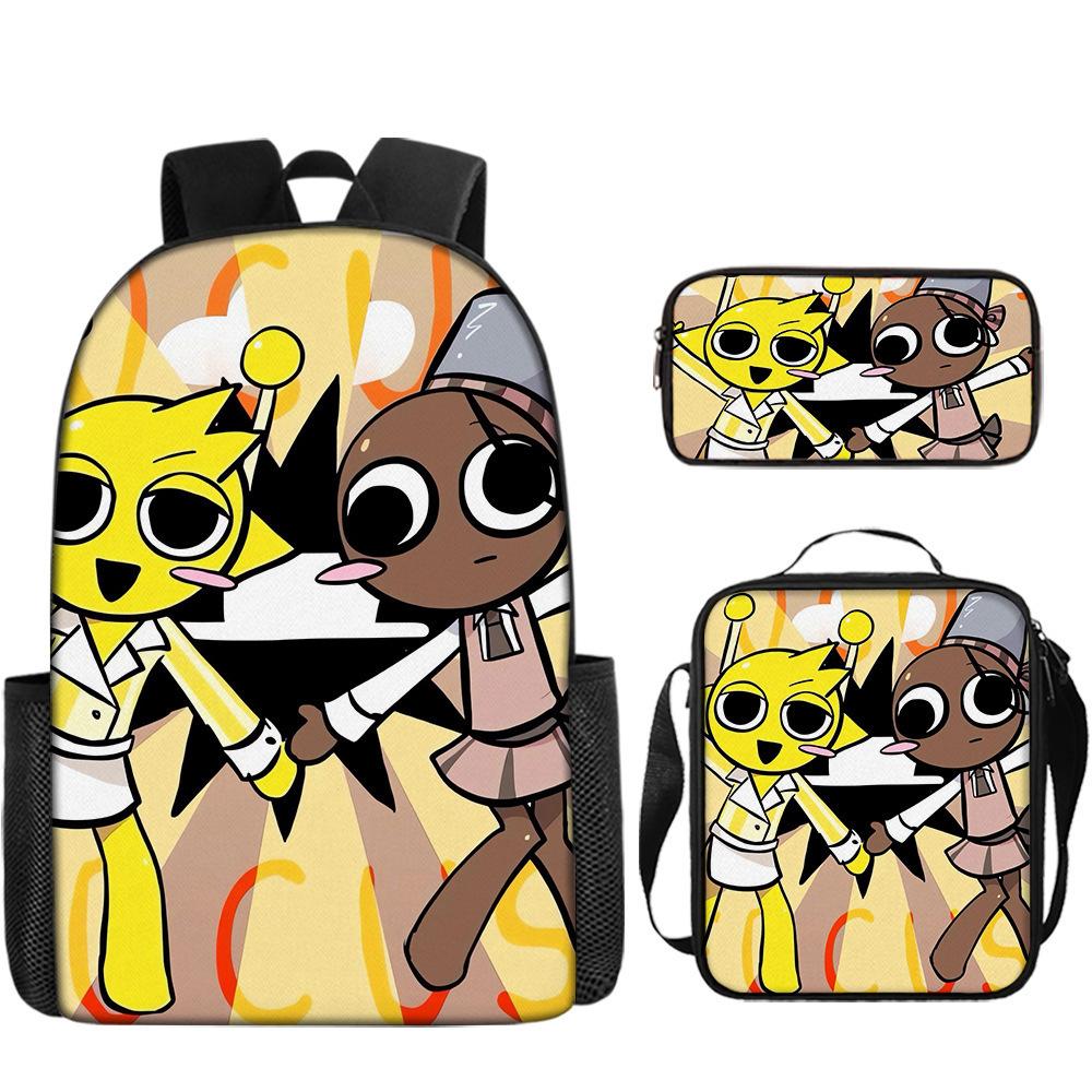 Rhythm Box Sprunki Student School Bag Backpack Backpack Three-Piece Set