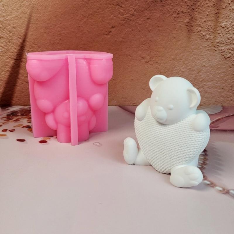 Крючком Сердце Медведь Силиконовые Формы для Свечей Мыла Шоколада Конфет Торта Мастики Украшения Цемент Гипс Силиконовые Формы