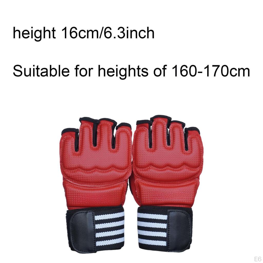 2 Pieces Boxing Gloves Red Half Finger PU Lightweight Sparring Gear Mitts for Unisex Women Men Adult
