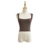 Woman Fashion Slim Solid Contrust Camis Casual Sleeveless Tanks Square Collar Crop Tops Clothing Streetwear Mujer 2024 Y2k