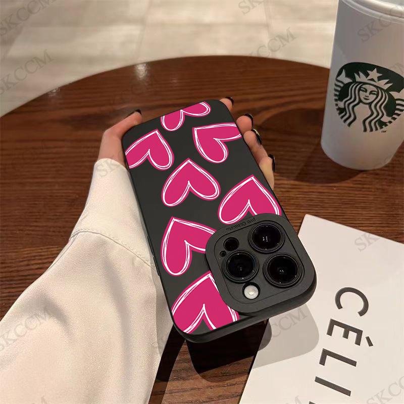 Роскошный красный чехол для телефона с сердечком любви из мягкого силикона для iPhone 15 14 13 12 11 Pro Max Mini XR X XS Max 7 8 Plus матовая задняя крышка