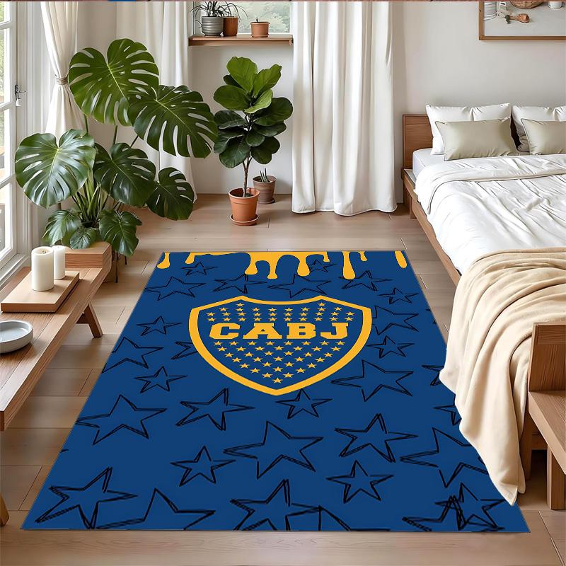 Anti‑Slip Crystal Velvet Floor Rug, Boca Juniors Design Carpet for Indoor Living Bedroom Home Decoration