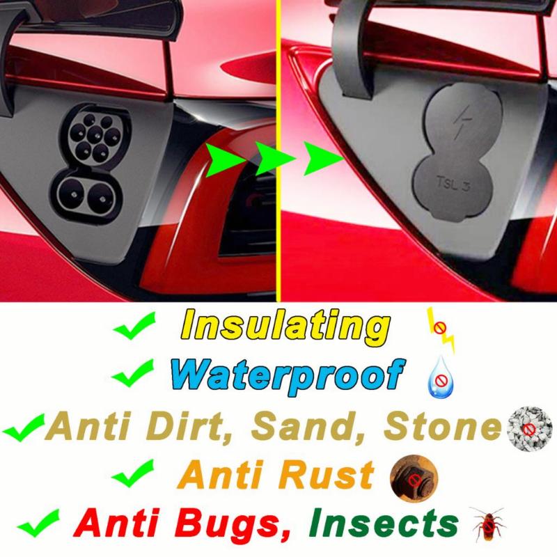 Tesla Model 3 Y Silicone Car Charging Port Waterproof CoverCharger Hole Protector Dust Cover Cap CCS EU Car Accessories Model