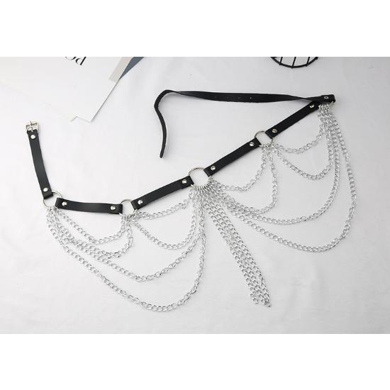 Pu Decorative Belt Multi-Layer Metal Chain Fringed Body Chain Night Bar Performance Jewelry Waist Chain