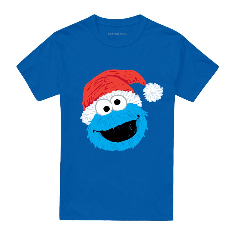 Sesame Street Unisex Adult Cookie Monster Scribble Christmas T-Shirt