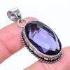 Natural Amethyst Gemstone Handmade 925 Sterling Silver Pendant 1.85" T1K88