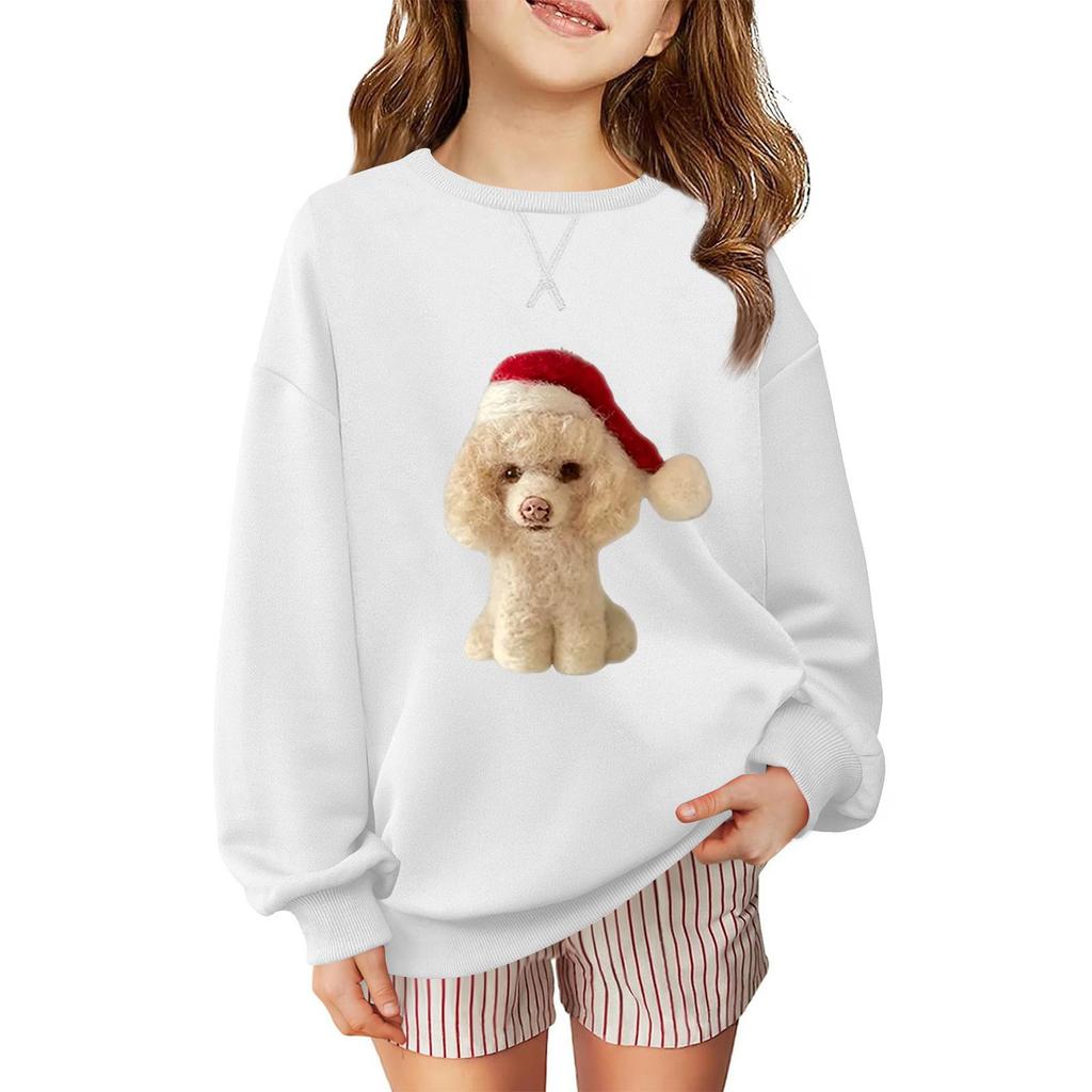 Children's Fashionable Casual Long-sleeved Loose Christmas Print Pullover Sweatshirt