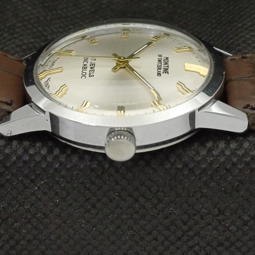ВОССТАНОВЛЕННЫЕ ВИНТАЖНЫЕ МЕХАНИЧЕСКИЕ МУЖСКИЕ ЧАСЫ MONTINE OF SWITZERLAND 17J a285417-12