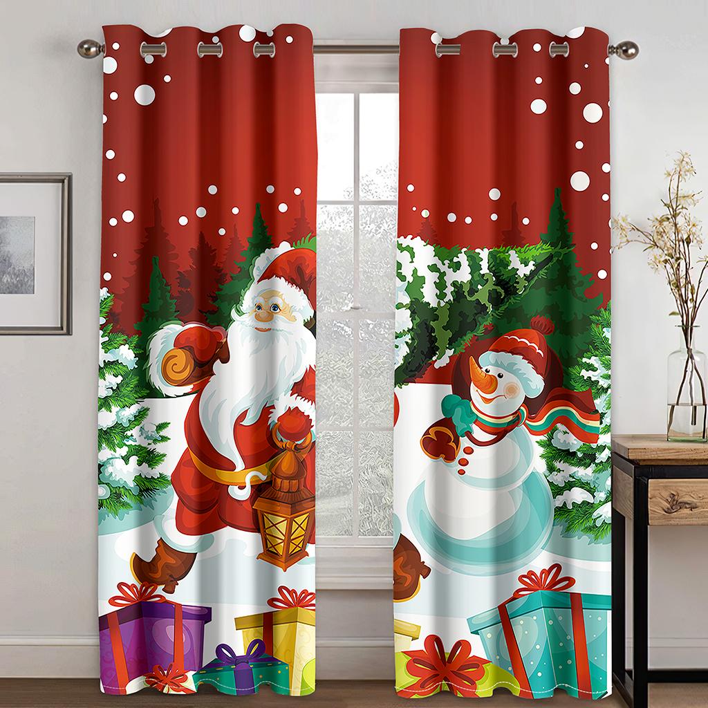Christmas Decoration Golden Bell Polyester Window Curtains Luxury Curtains for Living Room Drape All for Kitchen and Home