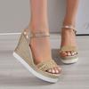 Wedge Heel Year Summer Sandals Fairy Style New Fashion High Heel Thick Sole Comfortable Height Increase Lightweight Women's Shoes