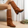Ботильоны-брюки большого размера с высоким голенищем, женские новые модные ботинки на толстом каблуке для осени/зимы 2025