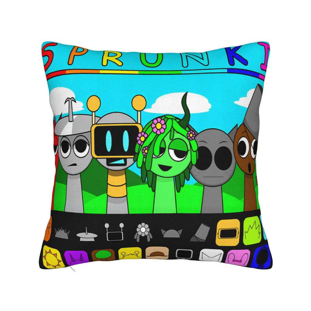 Игровые квадратные наволочки Sprunki Мультяшная наволочка для подушки Модная полиэстеровая декоративная наволочка для автомобиля 45x45см