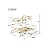 Двухъярусная кровать - MUVOE - 90x200см & 140x200см - Белый + Натуральный - 2 ящика - Наклонная лестница