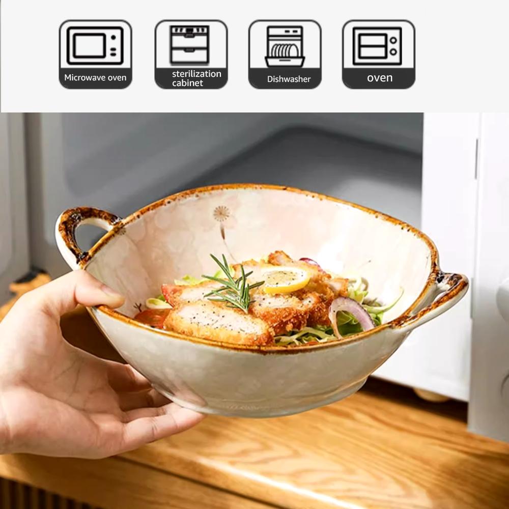 7,5-дюймовая японская домашняя миска для лапши, керамическая миска для супа с ручкой, миска для салата, пасты, кухонная посуда, микроволновая печь, посуда для выпечки