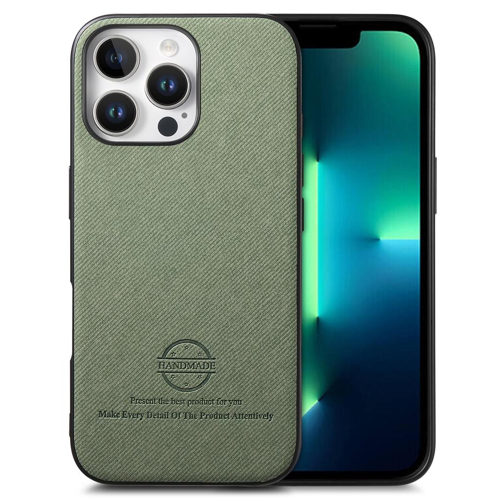 For iPhone 13 Pro Max Case Cloth Texture Leather+PC+TPU Anti-Drop Phone Cover