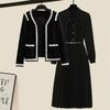 Plus Size Autumn Set: Women's Age-Reducing Knitted Cardigan Dress