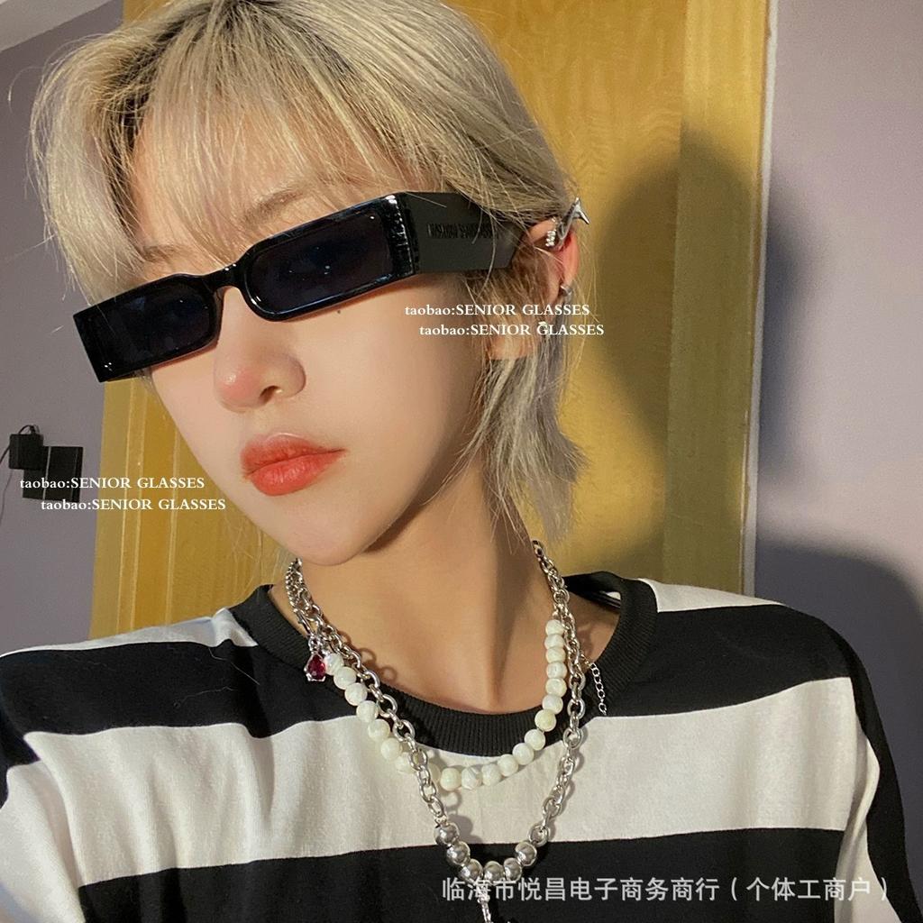 Квадратные солнцезащитные очки с широкими штанинами и узкой оправой, европейские и N, модные хип-хоп солнцезащитные очки, киберпанк, уличная фотография Tr