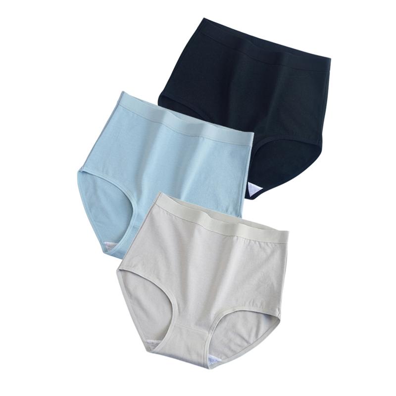3 шт./лот! Хлопковое нижнее белье, женские трусики с высокой талией, удобные однотонные трусы, большие размеры M-3XL