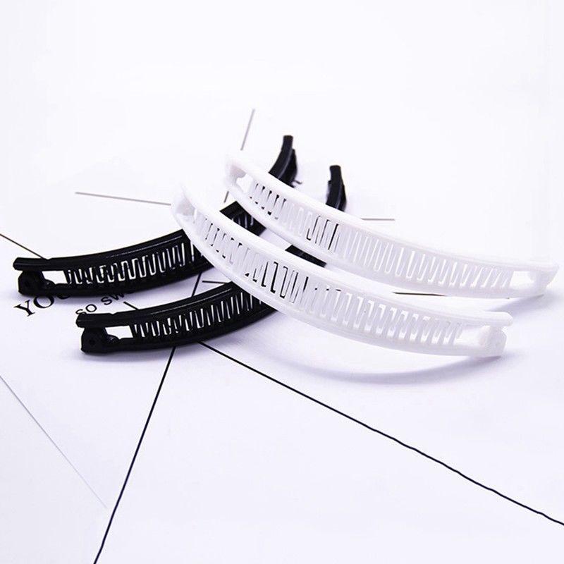 Hair Wave Clip Hairpin Shape Plain Comb Clip Ponytail Holder Black/White Korea Bangs Comb Banana Unique